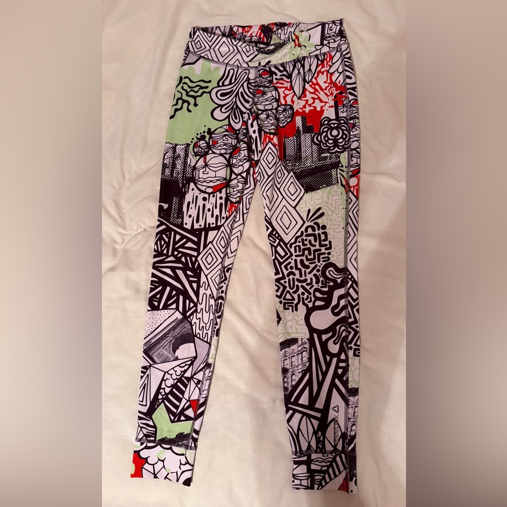 Reebok Red and Black Graphic Leggings